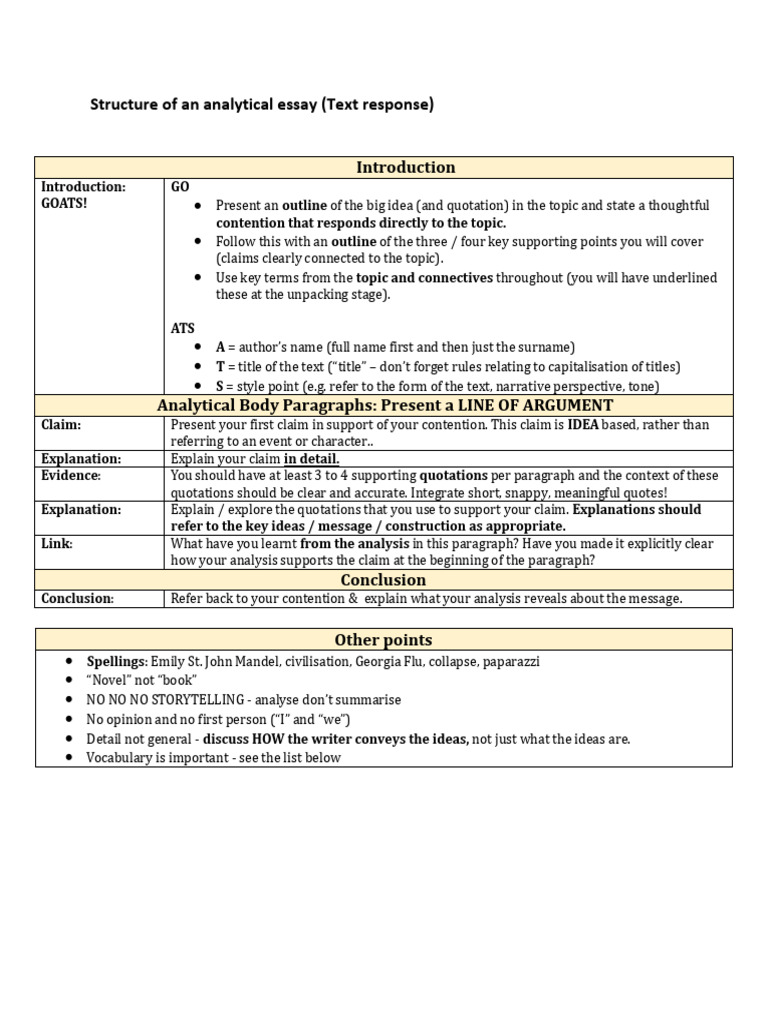 Structure of An Analytical Essay | PDF | Essays | Writing