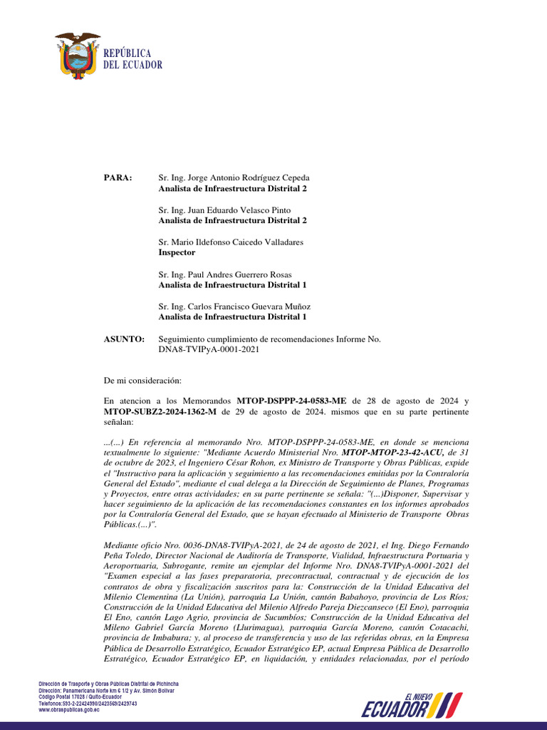 Mtop DPP 2024 1441 Me | PDF | Ecuador | Gobierno