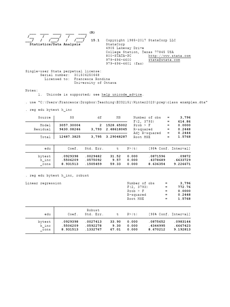 STATA Examples | PDF