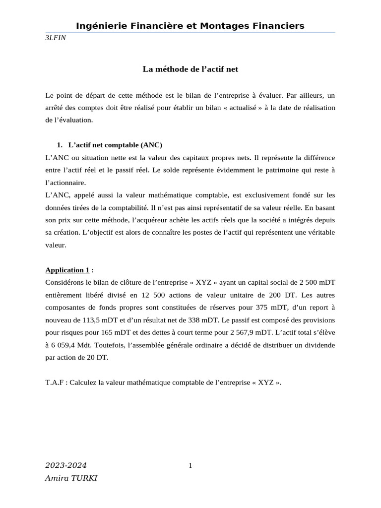 Méthode de L'actif Net | PDF