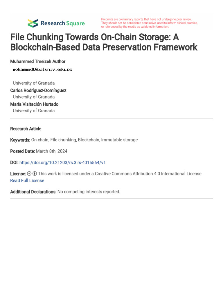 File Chunking Towards On-Chain Storage A Blockchai | PDF