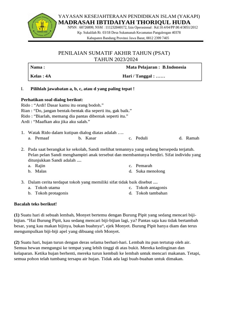 B.indonesia - SAS GENAP KUMER 4 | PDF