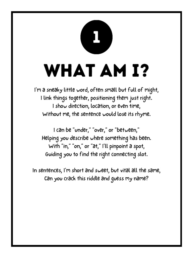 Parts of Speech Riddles for Students | PDF | Part Of Speech | Language ...