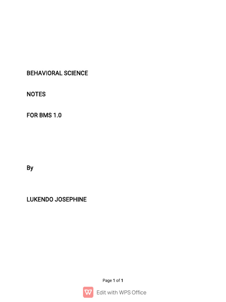Behavioural Science Notes Updated | PDF