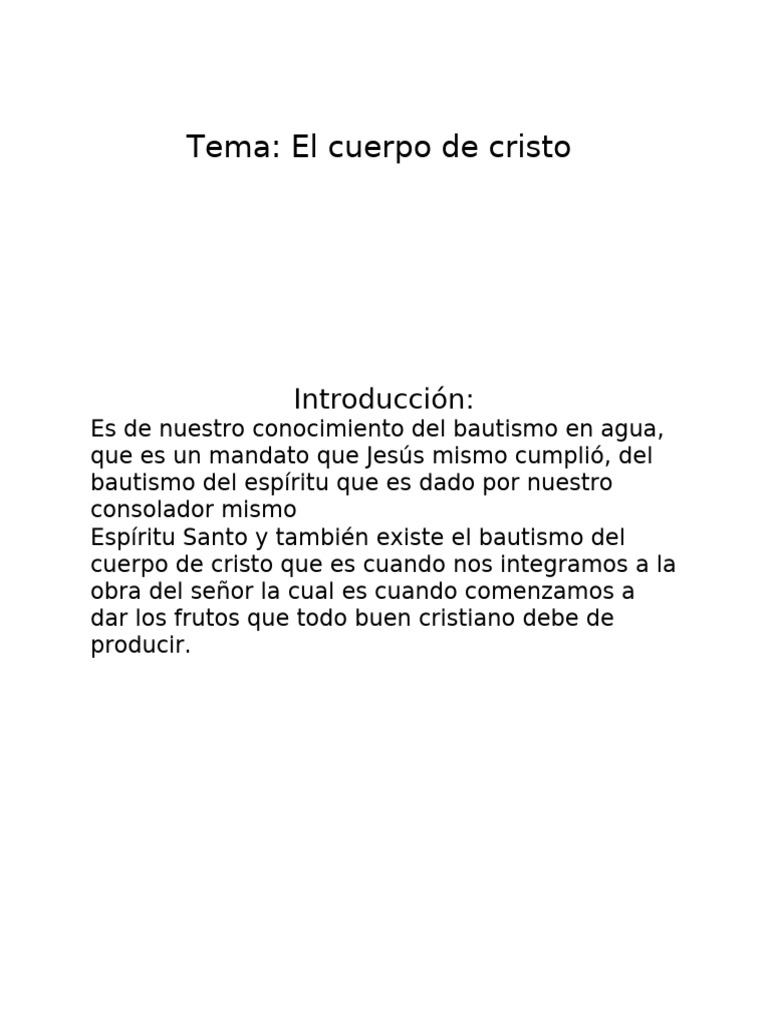 El Bautismo en El Cuerpo de Cristo | PDF