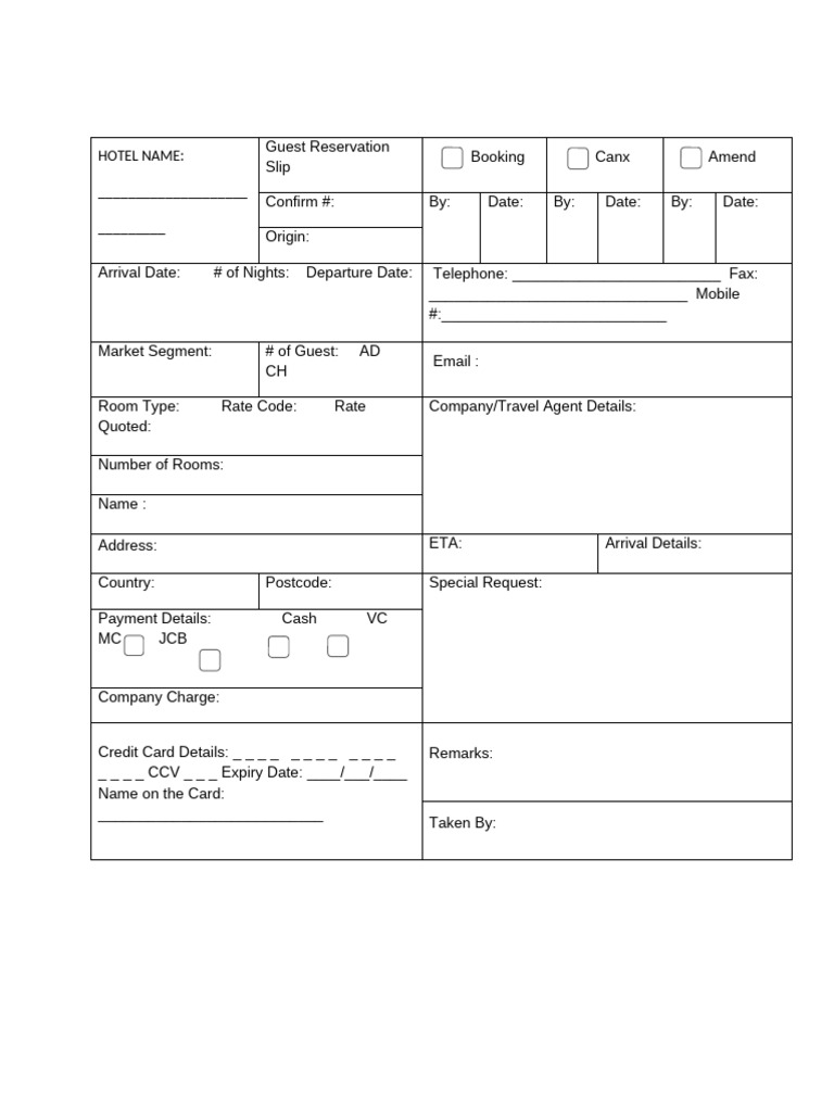 Hotel Form | PDF