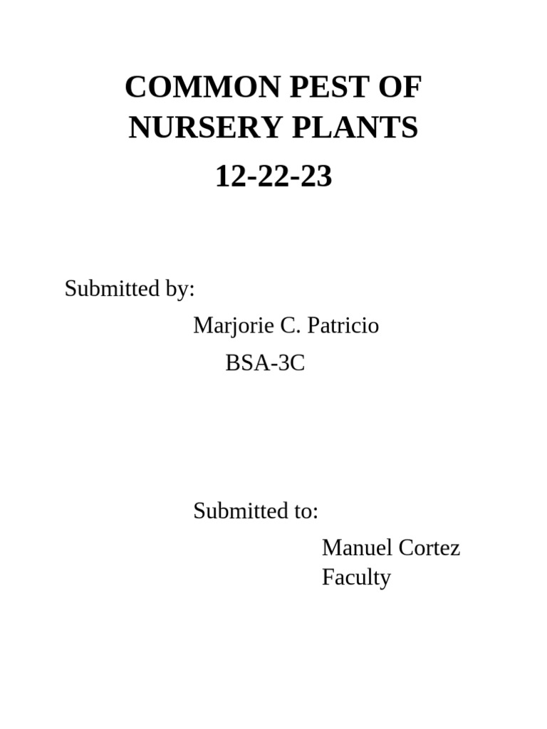 Common Pest of Nursery Plants Marj | PDF