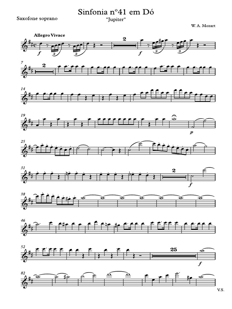 Mozart - Symph.41 - Sax Soprano (Oboe 1) | PDF