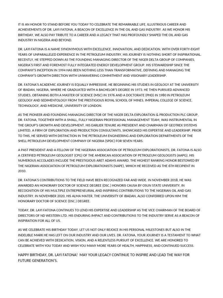 It Is An Honor To Stand Before You Today To Celebrate The Remarkable