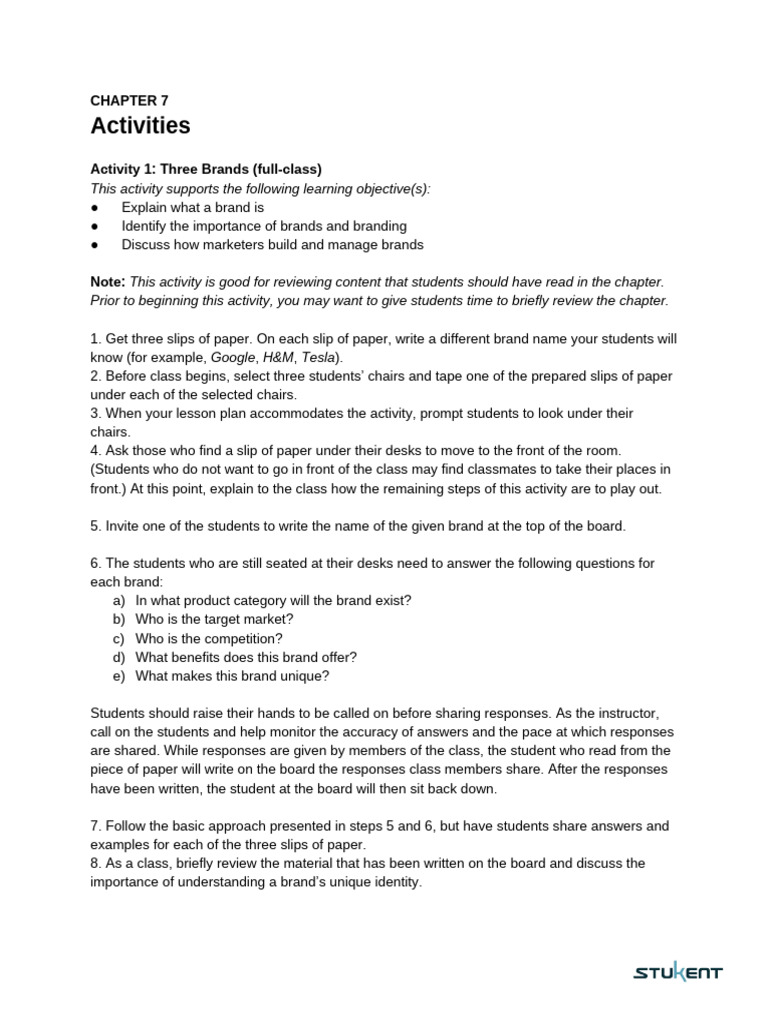 Chapter 7 Activities | PDF