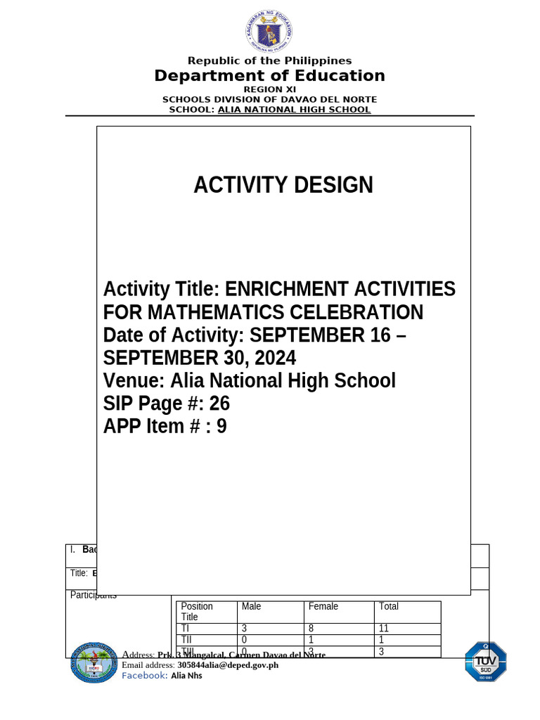 Math Activity Design | PDF