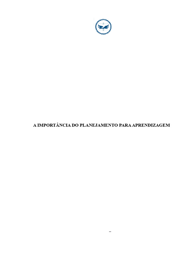 Importância do Planejamento na Aprendizagem | PDF | Aprendizado | Pedagogia