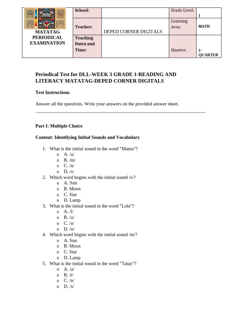 Pt-Week 3-Reading - Deped Corner Digitals | PDF