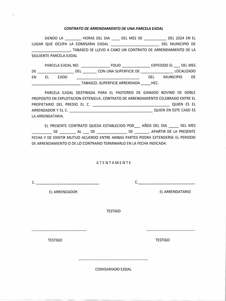Contrato de Arrendamientode Una Parcela Ejidal | PDF