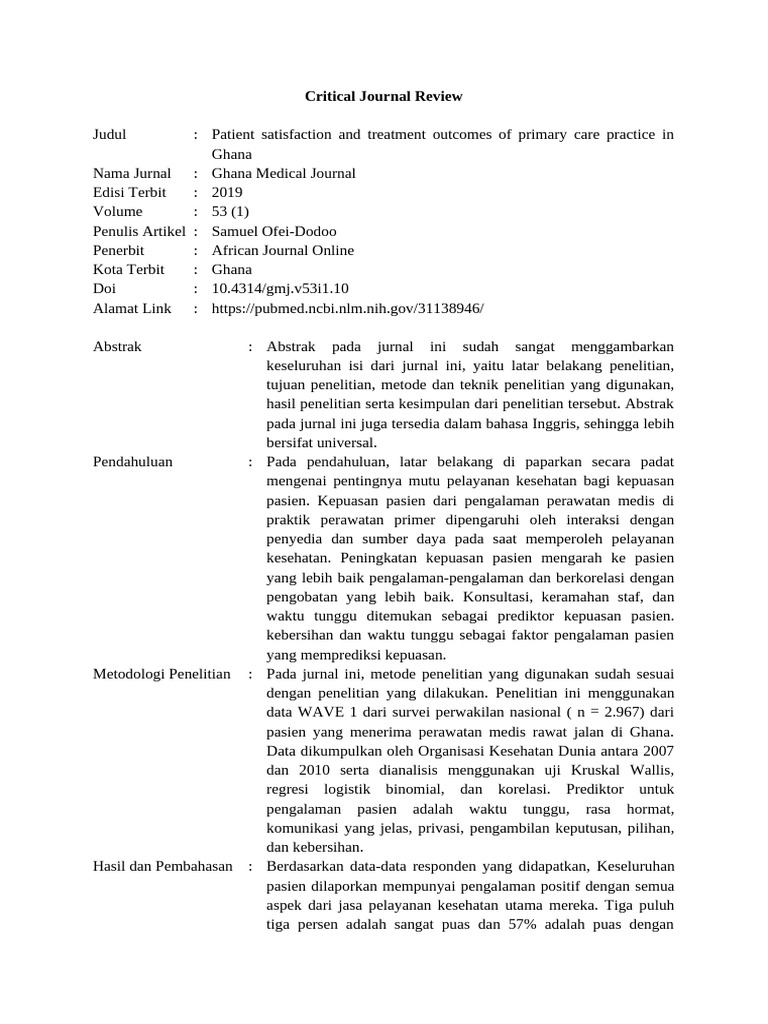 Critical Journal Review 10 | PDF