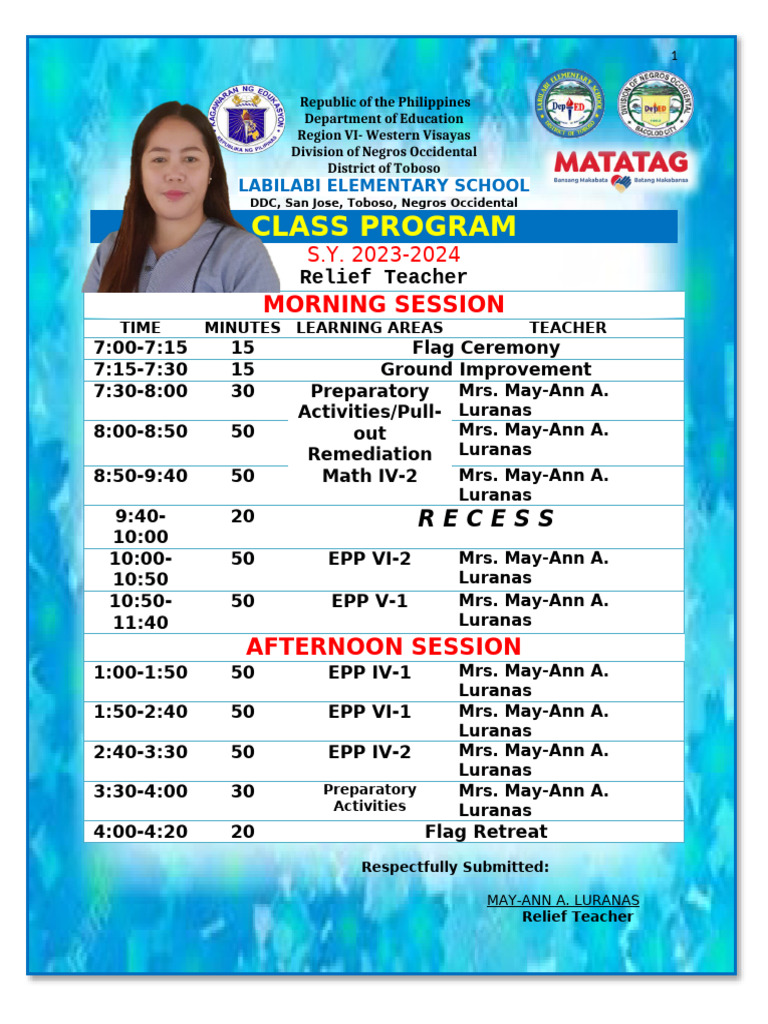 May Ann Luranas Class Program | PDF