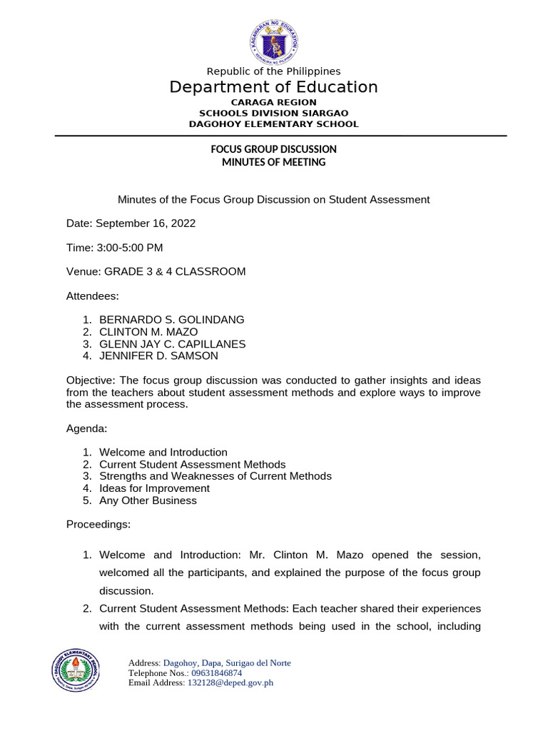 FGD Minute 1 | PDF