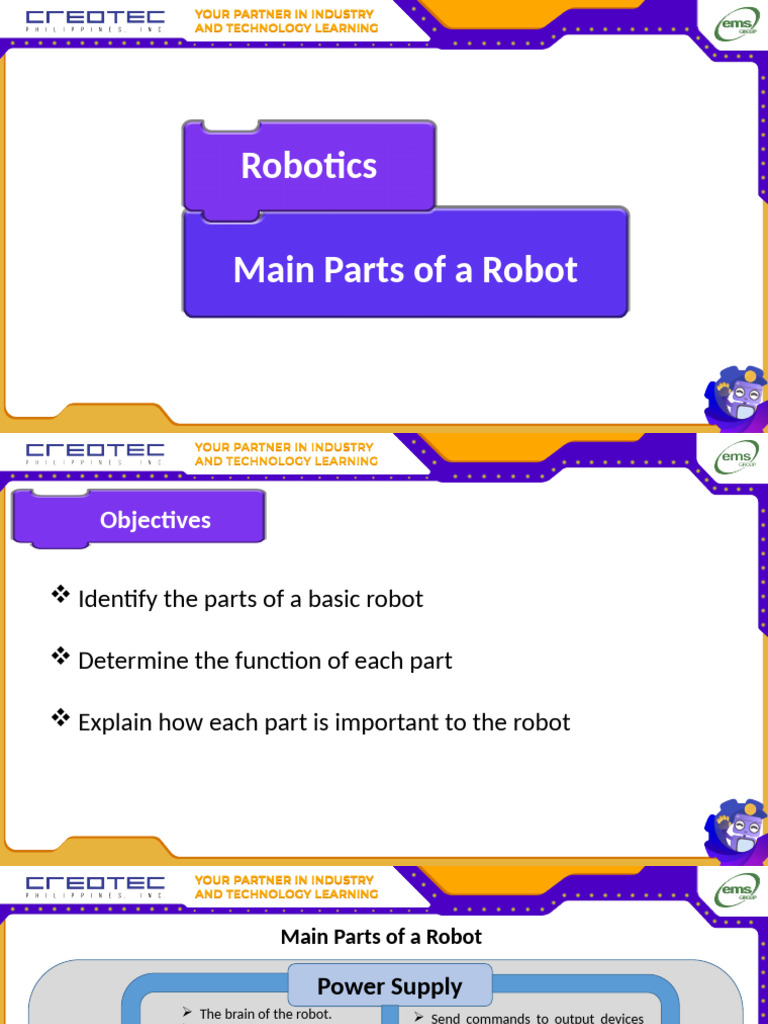 Lesson 102 - Main Parts of A Robot | PDF