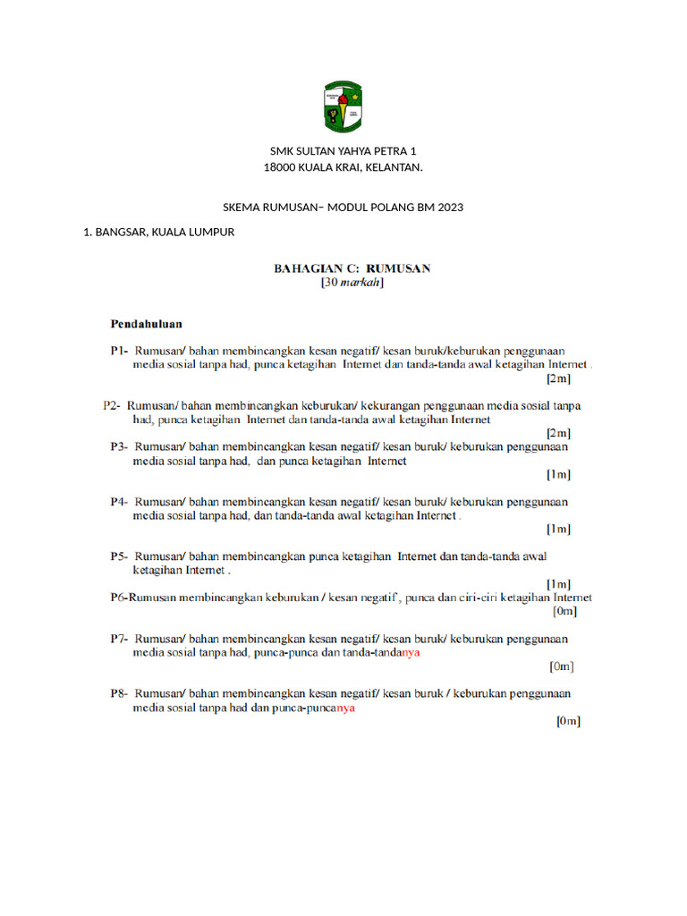 I Skema Rumusan Bm2 C9 Percubaan Spm 2023 Pdf