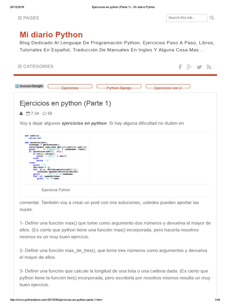 Ejercicios en Python Parte 1 Mi Diario P | PDF