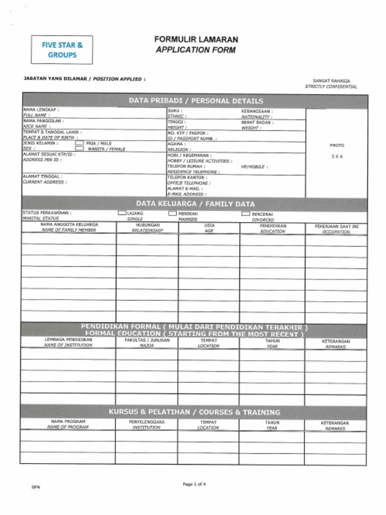 Form Lamaran FSI | PDF
