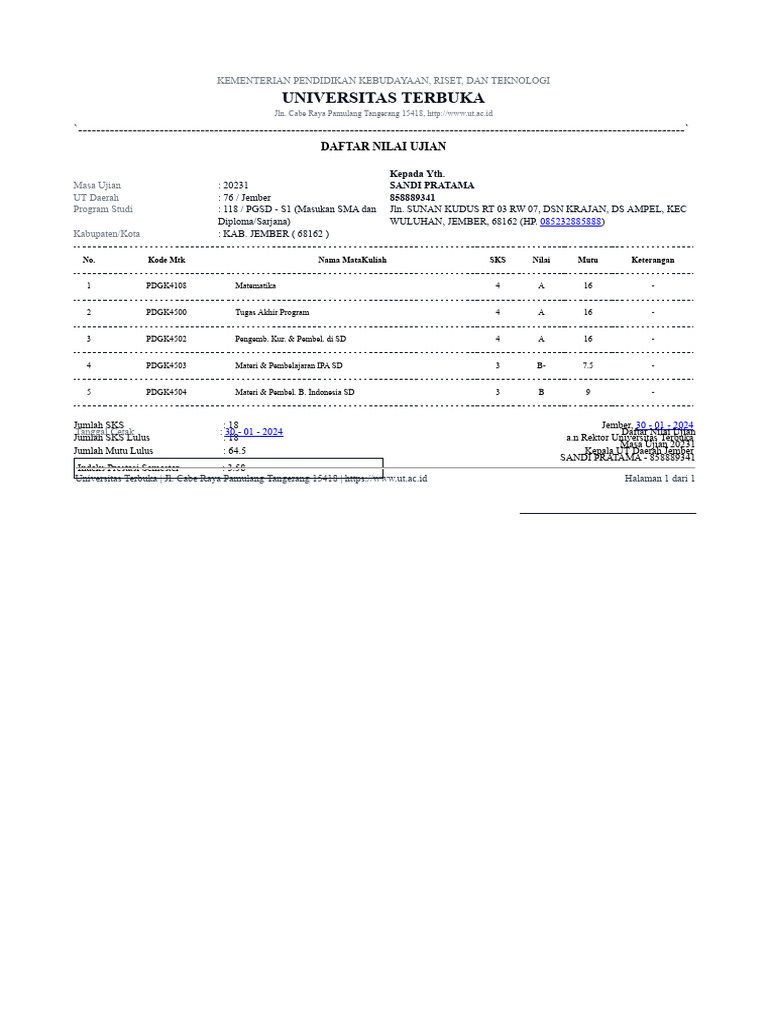 Ut Sistem Informasi Akademik Pdf