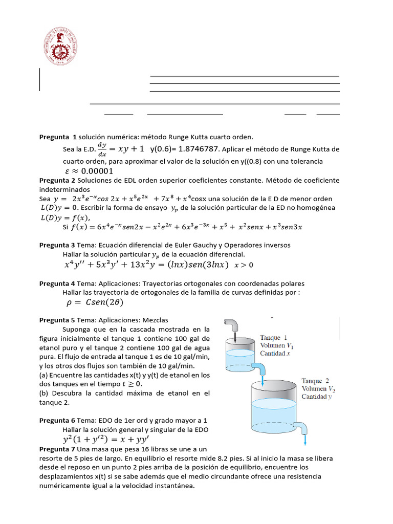 2da Práctica Dirigida Ecuaciones Diferenciales | PDF