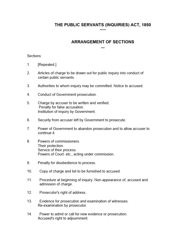 THE PUBLIC SERVANTS (Inquiries) Act, 1850 | PDF