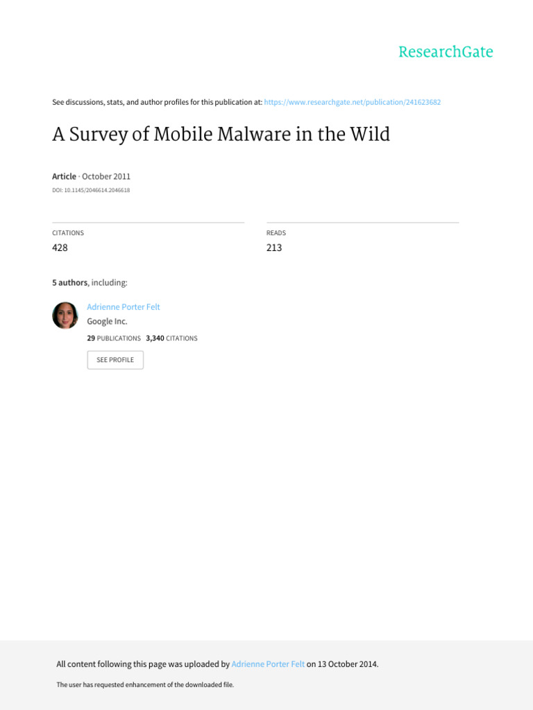 A Survey of Mobile Malware in The Wild | PDF