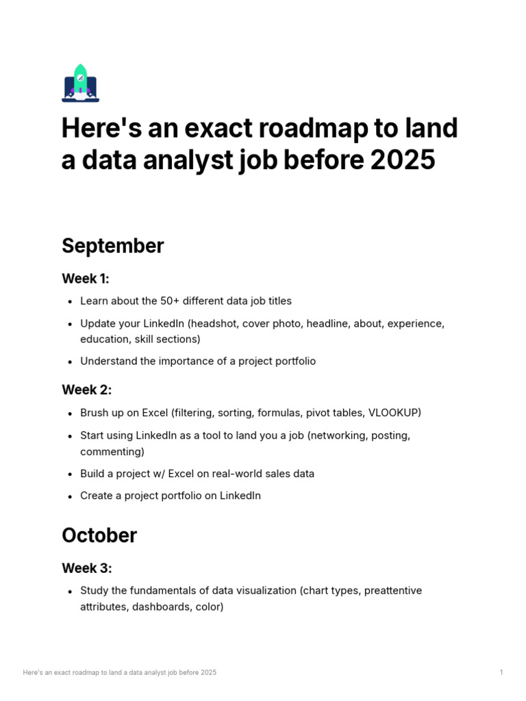 Data Analyst Roadmap PDF | PDF