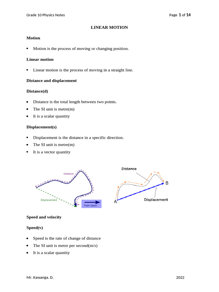 Linear Motion 2022 | PDF