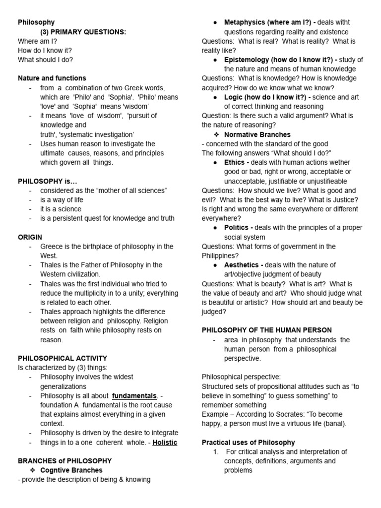 Philosophy Reviewer | PDF