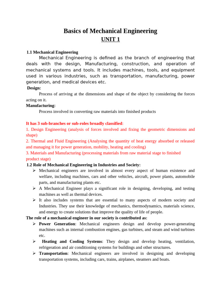 Bcme Unit-1 | PDF