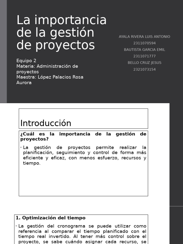 La Importancia de La Gestión de Proyectos | PDF