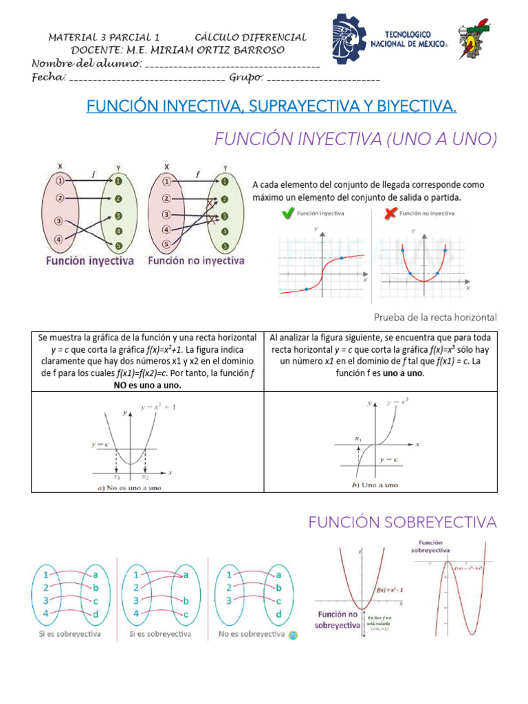 3 Material Función Inyectiva, Sobreyectiva y Biyectiva | PDF