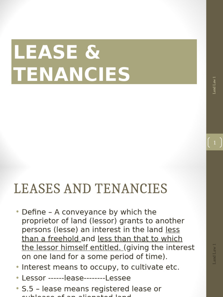 Understanding Leases and Tenancies in Land Law | PDF | Lease ...