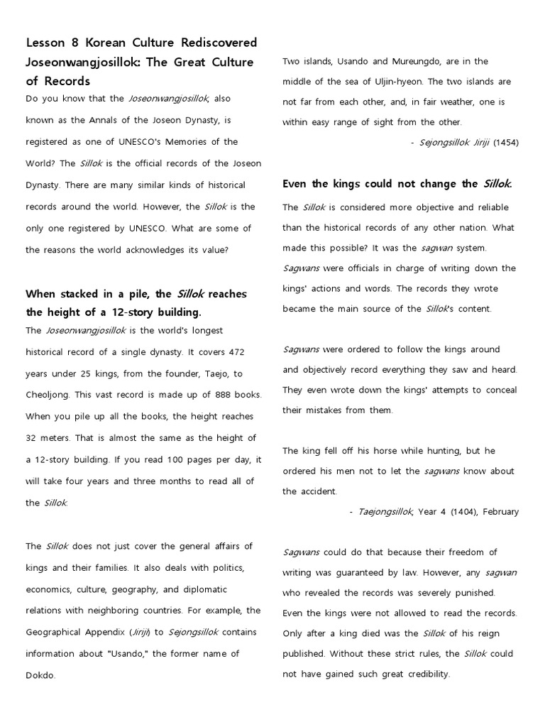 Lesson 8 Korean Culture Rediscovered Pdf