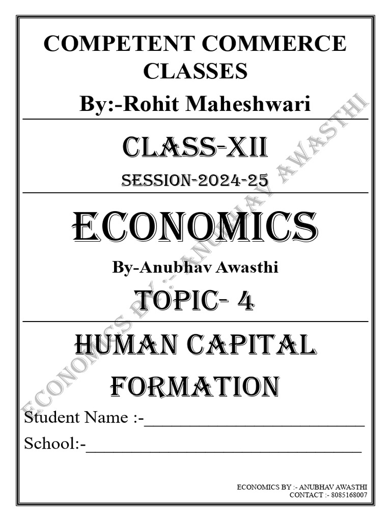 Human Capital Formation in Economics | PDF | Cost Of Living | Business