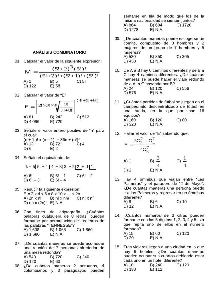 Analisis Combinatorio 1 | PDF