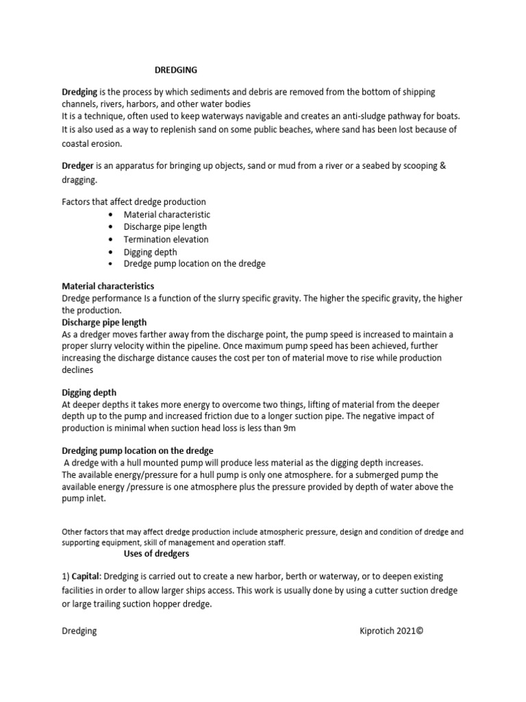 Dredging Notes | PDF