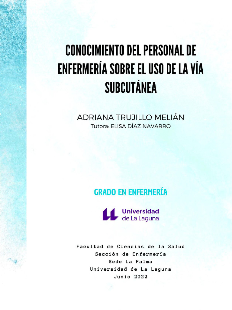Conocimiento Del Personal de Enfermeria Sobre El Uso de La Via ...