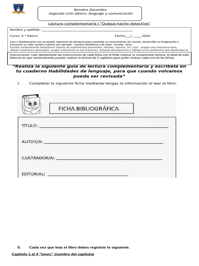 Bitácora de Lectura Complementaria 6to | PDF | Artes del lenguaje y ...