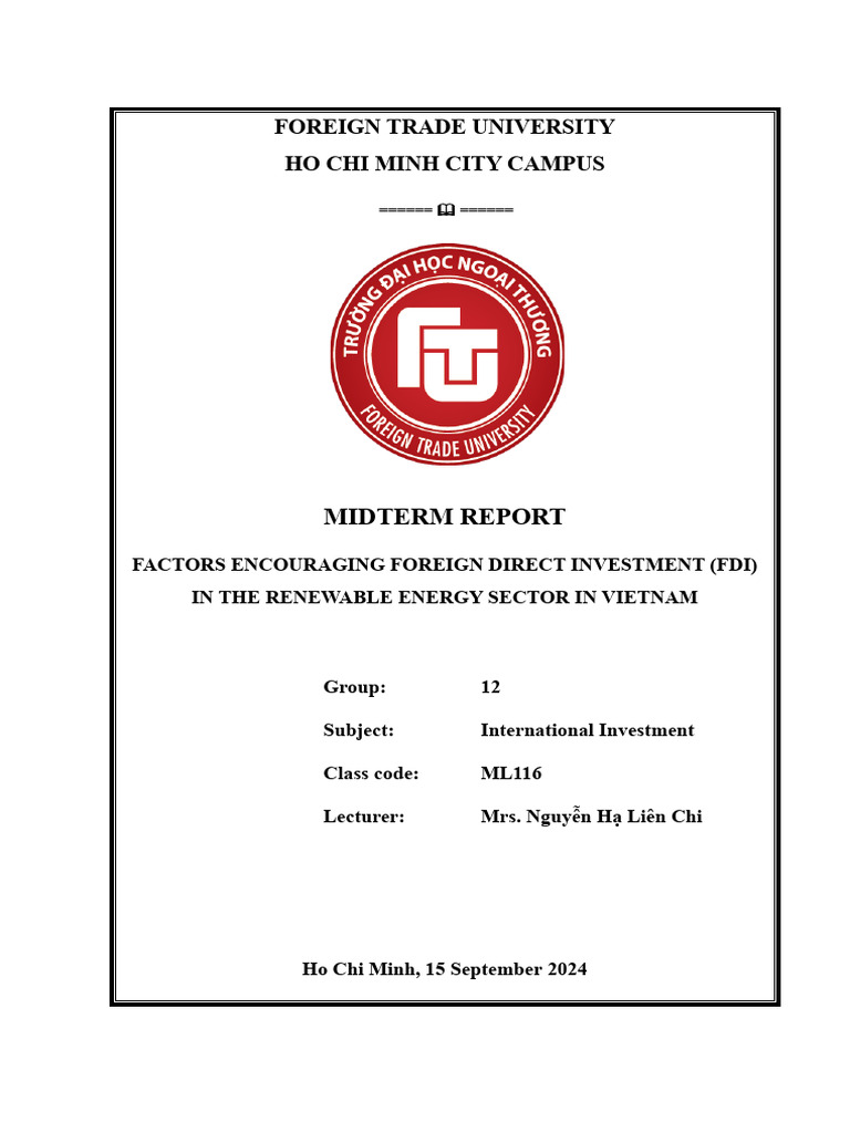 Factors Encouraging Foreign Direct Investment Fdi in The Renewable ...