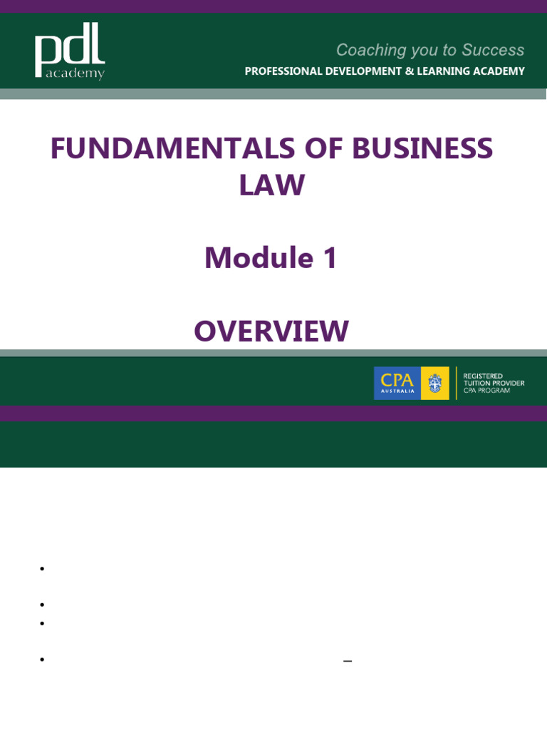 PDL Academy - FoBL CPA Support Slides M1 Overview 8th Ed | PDF
