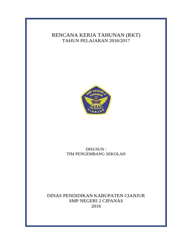 Contoh Rencana Kerja Tahunan (RKT) Sekolah Jenjang SMP | PDF