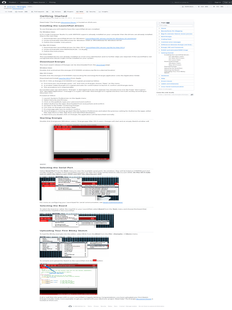 Getting Started Energia - Energia Wiki GitHub | PDF