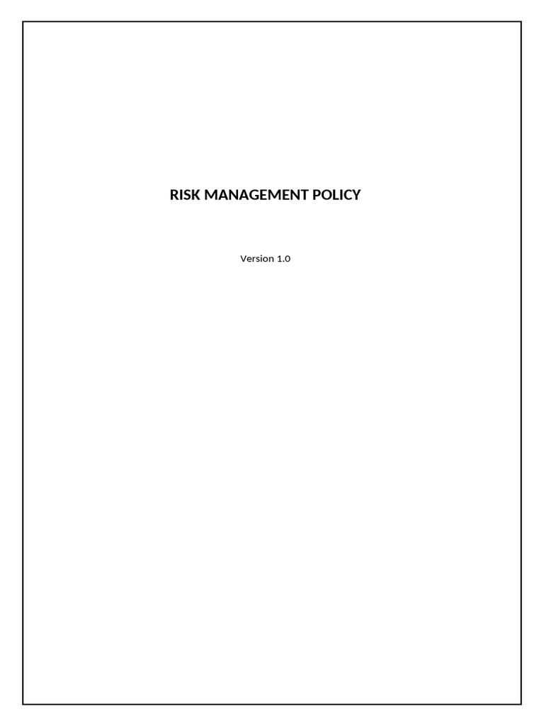 Risk Management Policy - Template | PDF