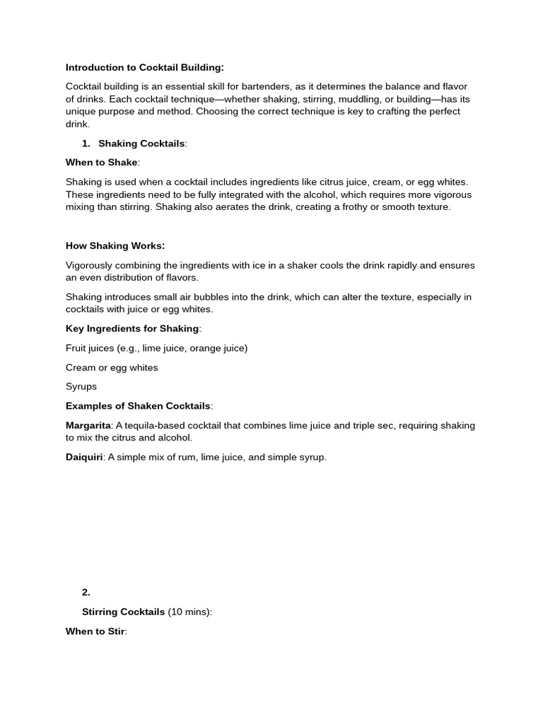 Mixologist basic techniques pdf