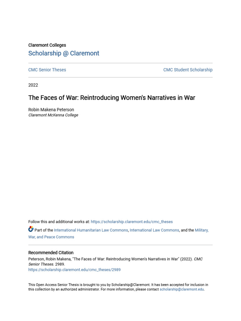 The Faces of War - Reintroducing Womens Narratives in War | PDF