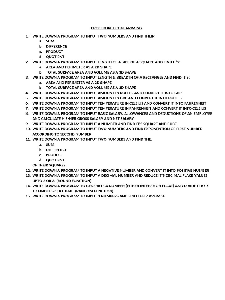 Procedure Programming | PDF